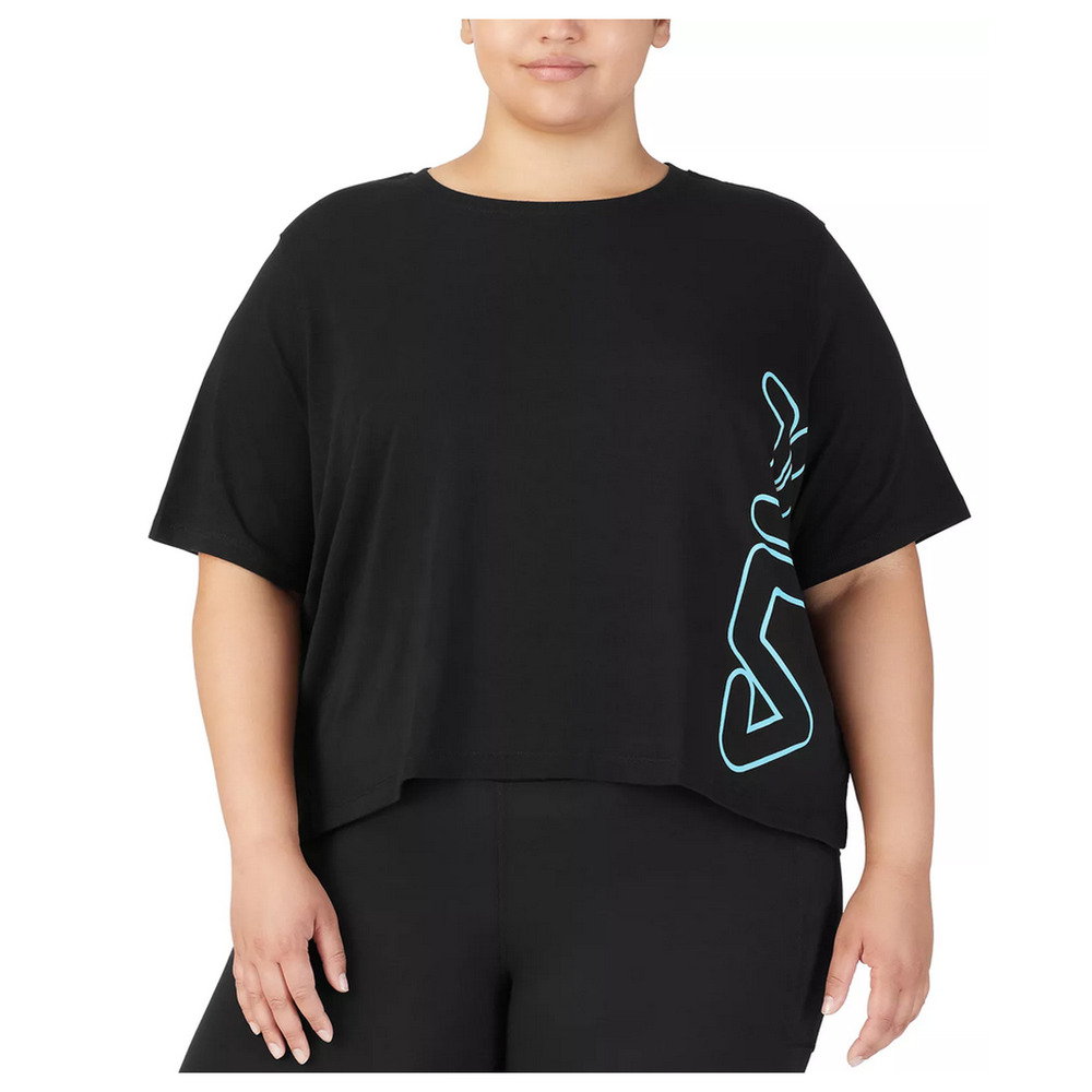 FILA Crewneck T-Shirt Plus Size Black Size 1X 3587
